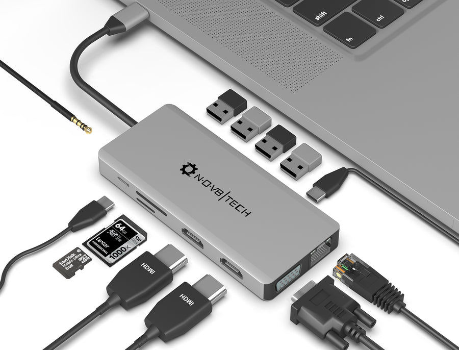 8in2 Gold USB C Hub  8 Devices Ports adapter MacBook Air & MacBook Pr -  NOV8TECH